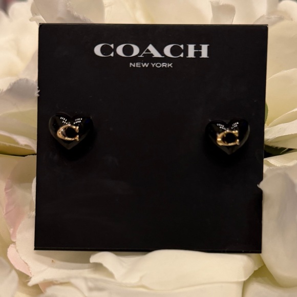Coach Signature C Heart Stud Earrings - NEW - Picture 3 of 5